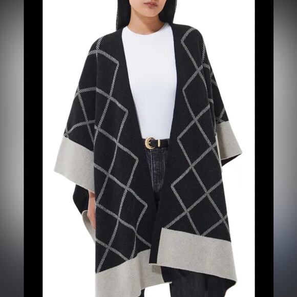 BARBOUR COSMIA Wool Blend CAPE BLACK OS NEW - Picture 1 of 8